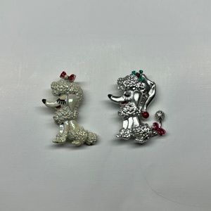 2 Vintage Poodle Pins